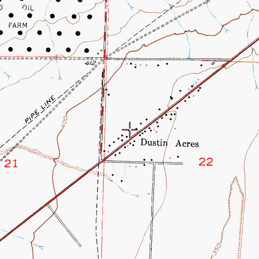 Topographic Map of Dustin Acres, CA