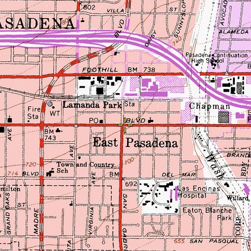 Topographic Map of East Pasadena, CA