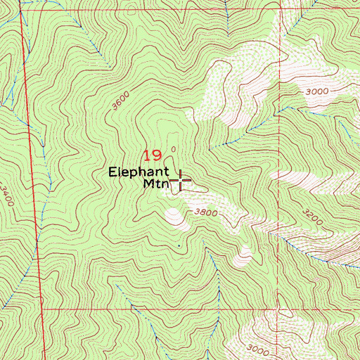 Topographic Map of Elephant Mountain, CA