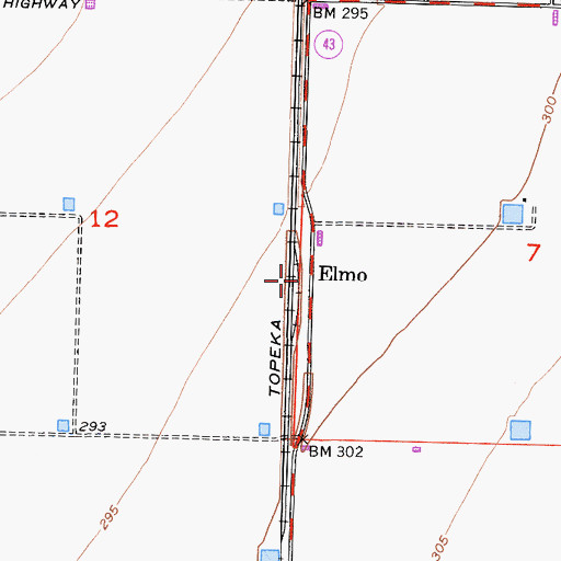 Topographic Map of Elmo, CA