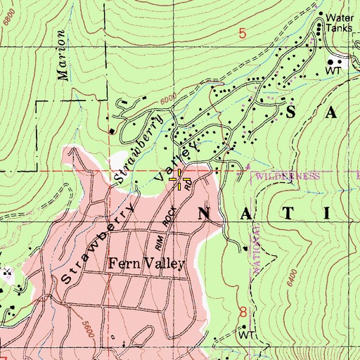 Topographic Map of Fern Valley, CA