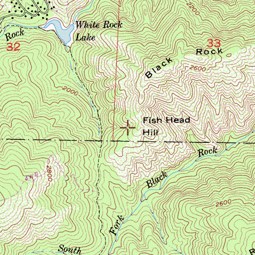 Topographic Map of Fish Head Hill, CA