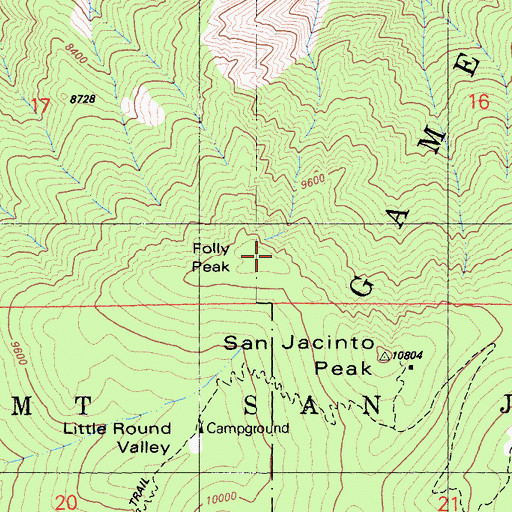 Topographic Map of Folly Peak, CA