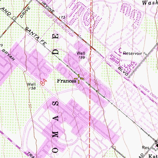 Topographic Map of Frances, CA