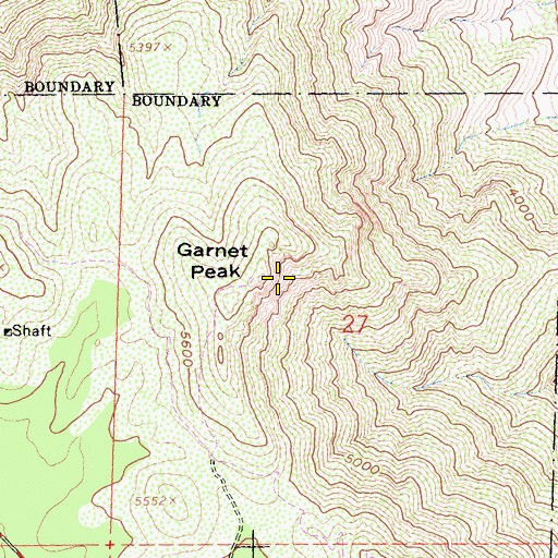 Topographic Map of Garnet Peak, CA