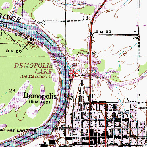 Topographic Map of Demopolis Access Area, AL
