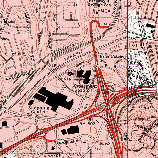 Topographic Map of Sharp Grossmont Hospital, CA