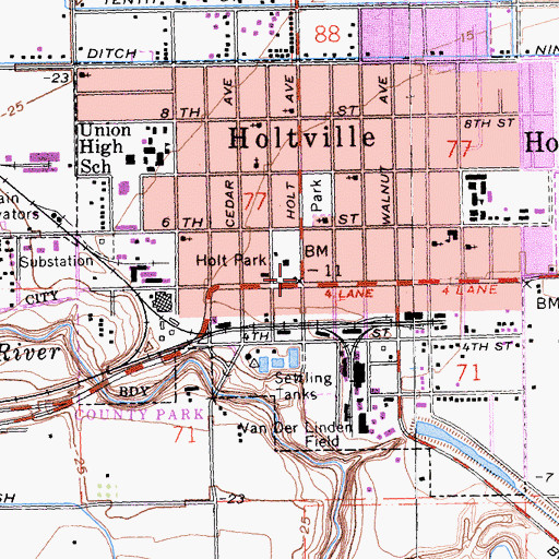 Topographic Map of Holtville, CA