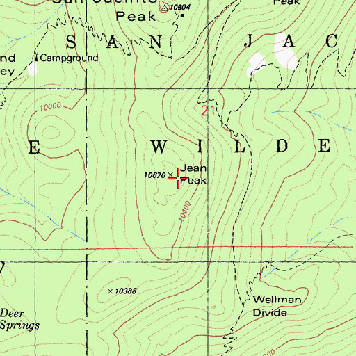Topographic Map of Jean Peak, CA