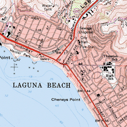 Topographic Map of Laguna Beach, CA