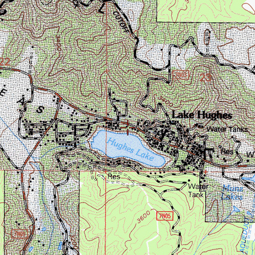 Topographic Map of Lake Hughes, CA