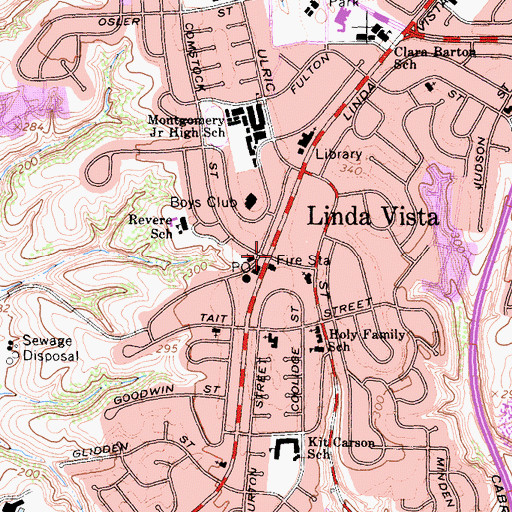 Topographic Map of Linda Vista, CA