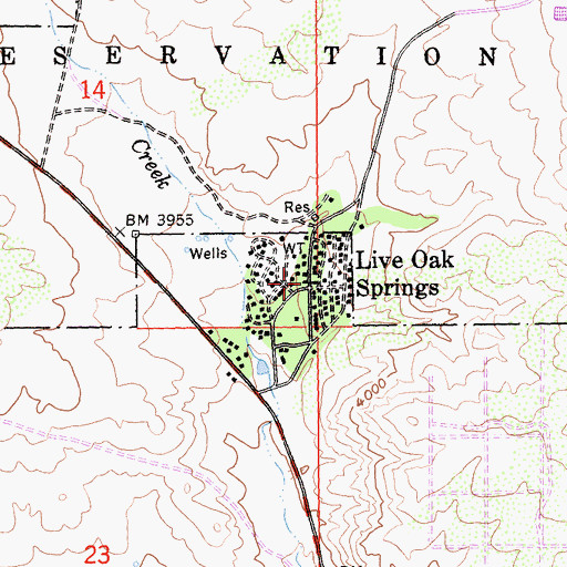 Topographic Map of Live Oak Springs, CA