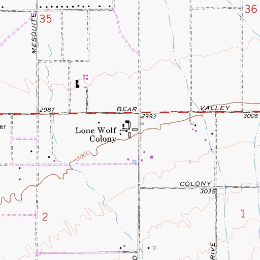 Topographic Map of Lone Wolf Colony, CA