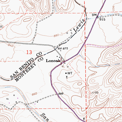 Topographic Map of Lonoak, CA