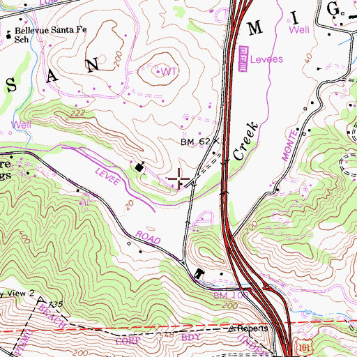 Topographic Map of Miles, CA