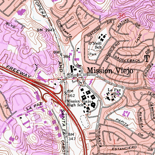Topographic Map of Mission Viejo, CA