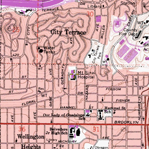 Topographic Map of Mount Sinai Hospital, CA