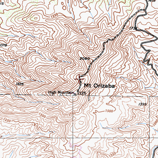 Topographic Map of Mount Orizaba, CA