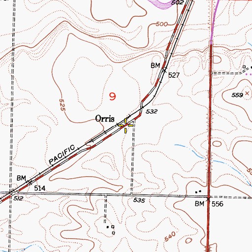 Topographic Map of Orris, CA