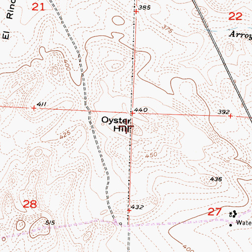 Topographic Map of Oyster Hill, CA