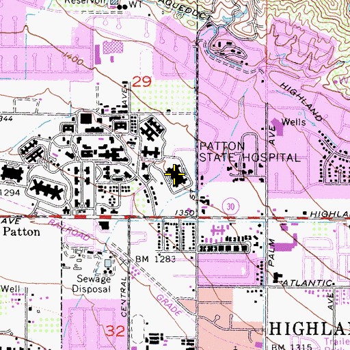 Topographic Map of Department of State Hospitals - Patton, CA