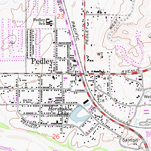 Topographic Map of Pedley, CA