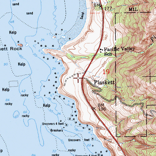 Topographic Map of Plaskett, CA