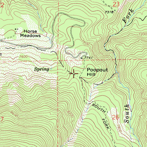 Topographic Map of Poopout Hill, CA