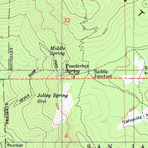 Topographic Map of Saddle Junction, CA