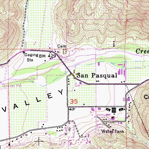 Topographic Map of San Pasqual, CA