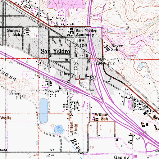 Topographic Map of San Ysidro, CA
