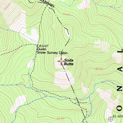 Topographic Map of Soda Butte, CA