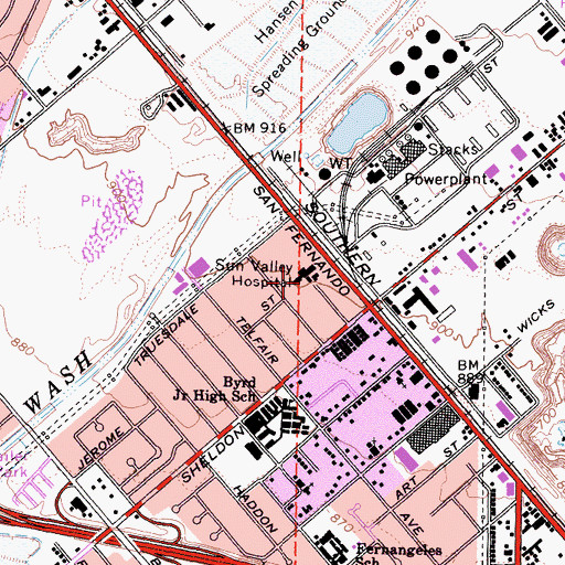 Topographic Map of Pacifica Hospital of the Valley, CA
