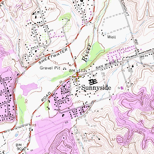 Topographic Map of Sunnyside, CA