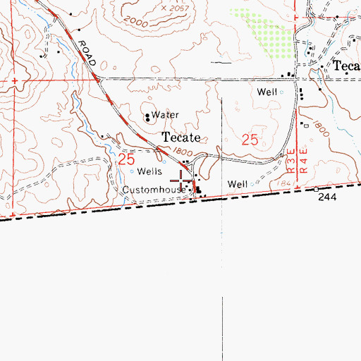 Topographic Map of Tecate, CA