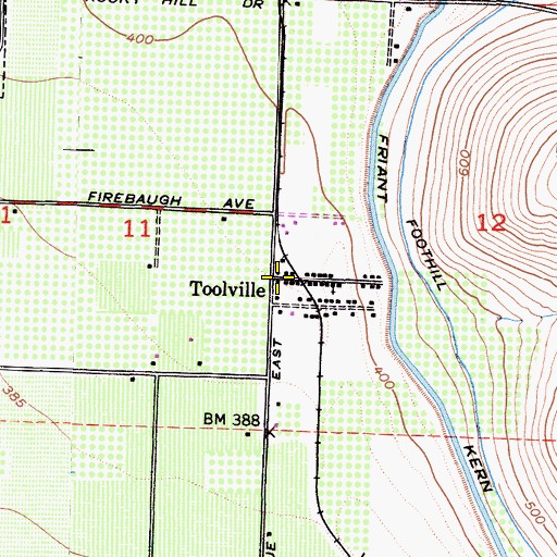 Topographic Map of Toolville, CA