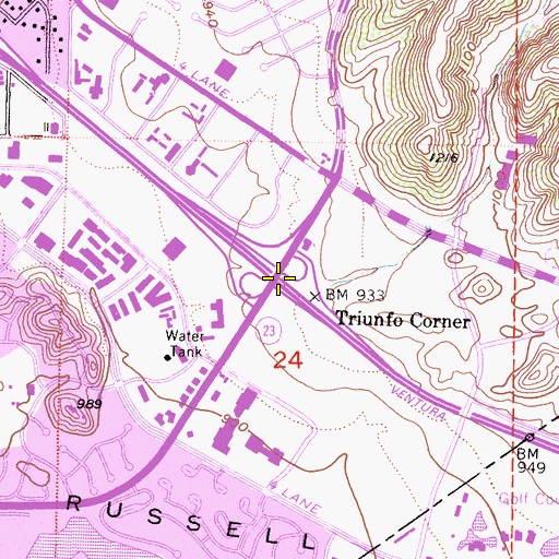 Topographic Map of Triunfo Corner, CA