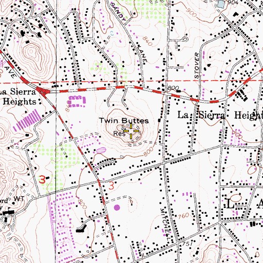 Topographic Map of Twin Buttes, CA