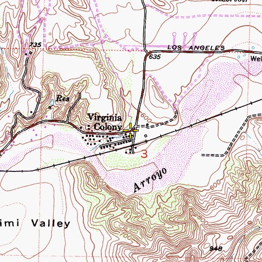Topographic Map of Virginia Colony, CA