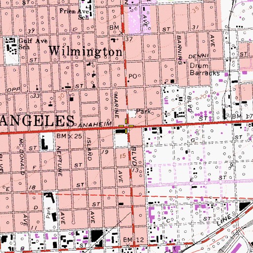 Topographic Map of Wilmington, CA