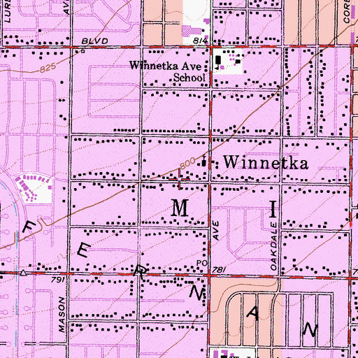 Topographic Map of Winnetka, CA