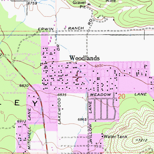 Topographic Map of Woodlands, CA