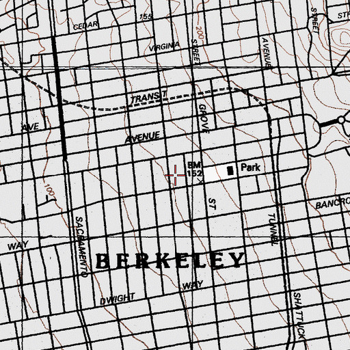 Topographic Map of Berkeley City Hall, CA