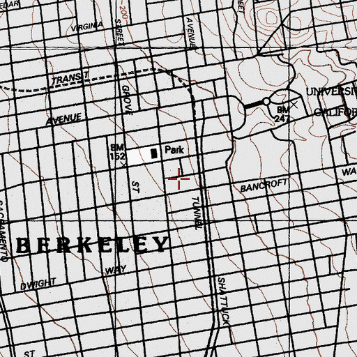 Topographic Map of Berkeley Public Library, CA