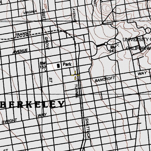 Topographic Map of Berkeley Public Library, CA