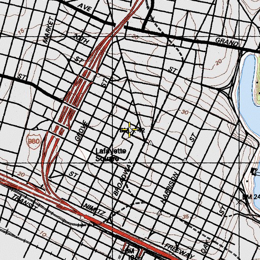 Topographic Map of Oakland City Hall, CA