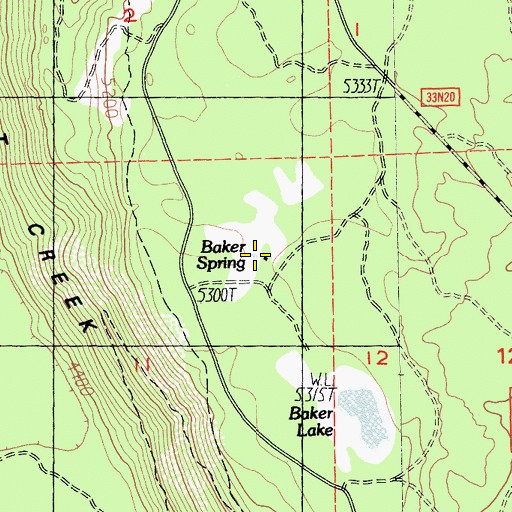 Topographic Map of Baker Spring, CA