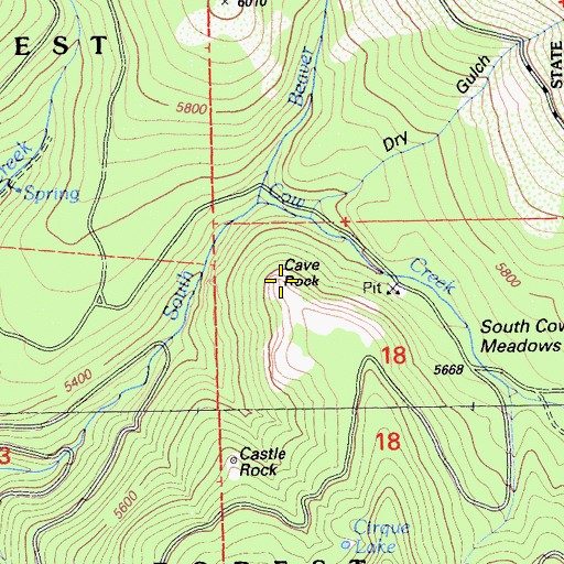 Topographic Map of Cave Rock, CA