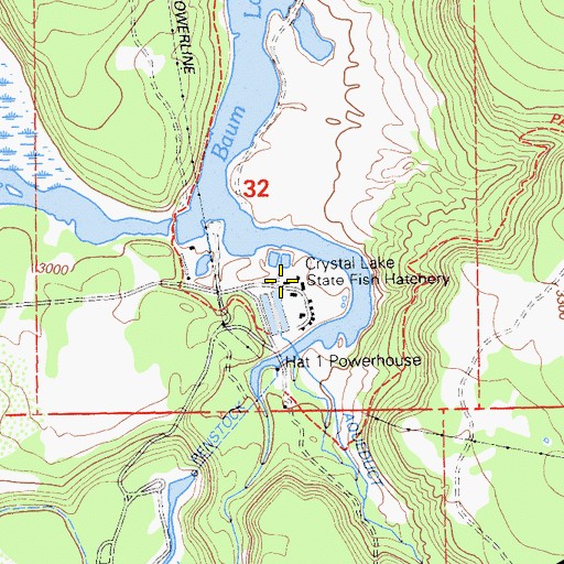 Topographic Map of Crystal Lake State Fish Hatchery, CA